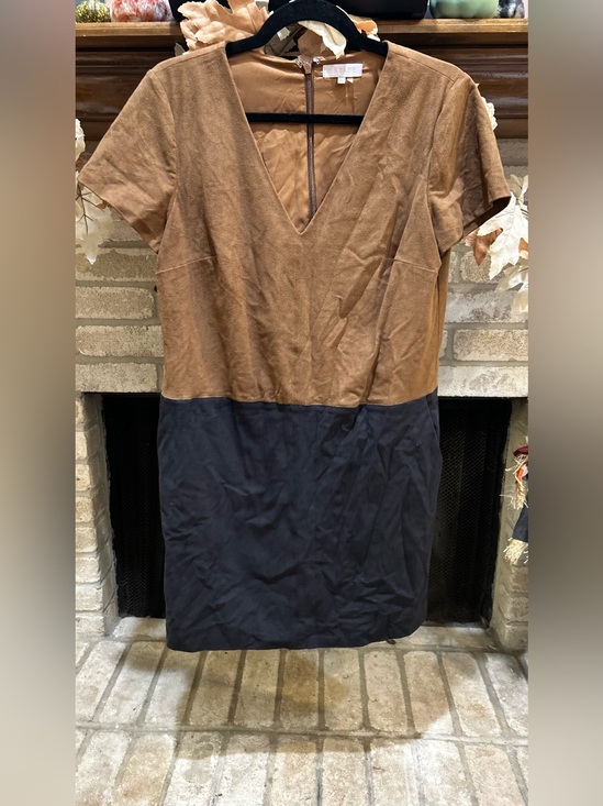 1. State Dresses & Skirts - 1.STATE Two-Tone Brown and Black V-Neck Trench Dress EUC